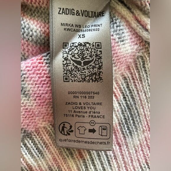 Zadig & Voltaire Mirka Leo print Leopard Cashmere Cardigan Size XS NWT - Picture 14 of 16